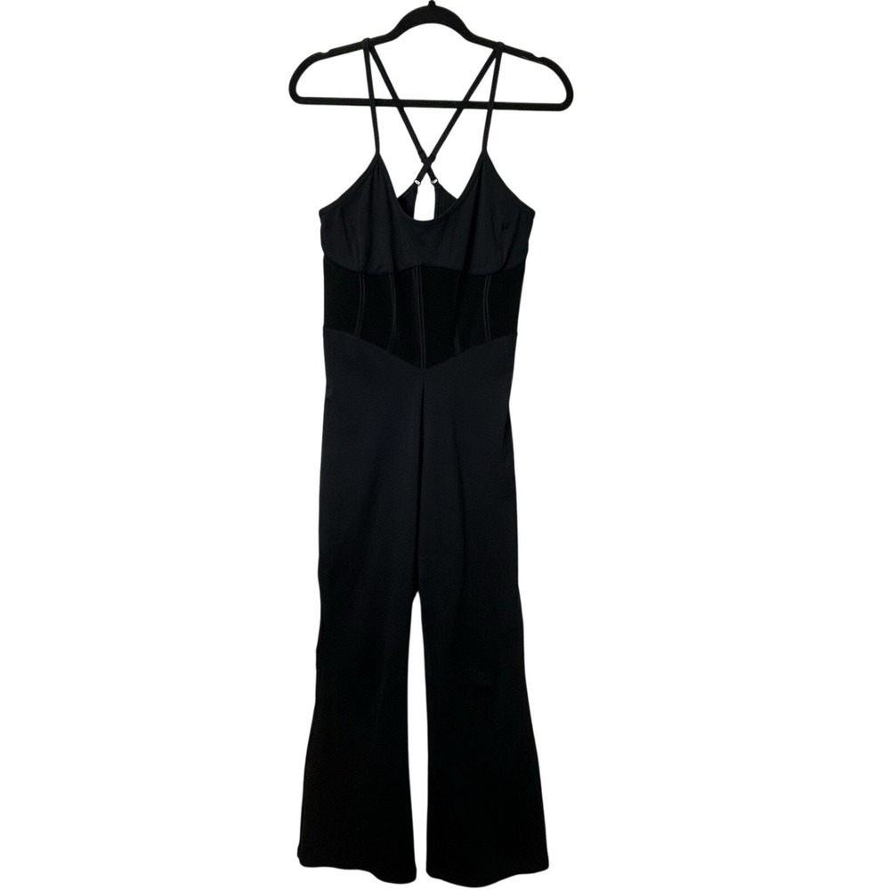 Victoria's Secret Black Cloud‎ Flared Full Length Jumpsuit Corset Inspired Large
